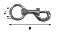 1-1/4 Inch (in) Inside Width (A) and 4-3/4 Inch (in) Overall Length (B) Round Swivel Bolt Snap Hook - 2