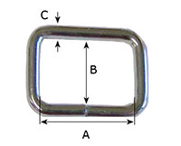 1/2 Inch (in) Inside Width (A) 3/8 Inch (in) Inside Height (B) Nickel Plated Finish Unwelded Loop - 2