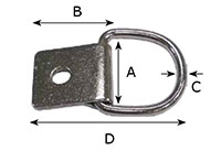 1 Inch (in) Dee Inside Width (A) Nickel Plated Finish Clip and Dee Ring - 2