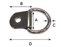 3/4 Inch (in) Dee Inside Width (A) Nickel Plated Finish Clip and Dee Ring