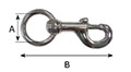 1-1/4 Inch (in) Inside Width (A) and 4-3/4 Inch (in) Overall Length (B) Round Swivel Bolt Snap Hook - 2