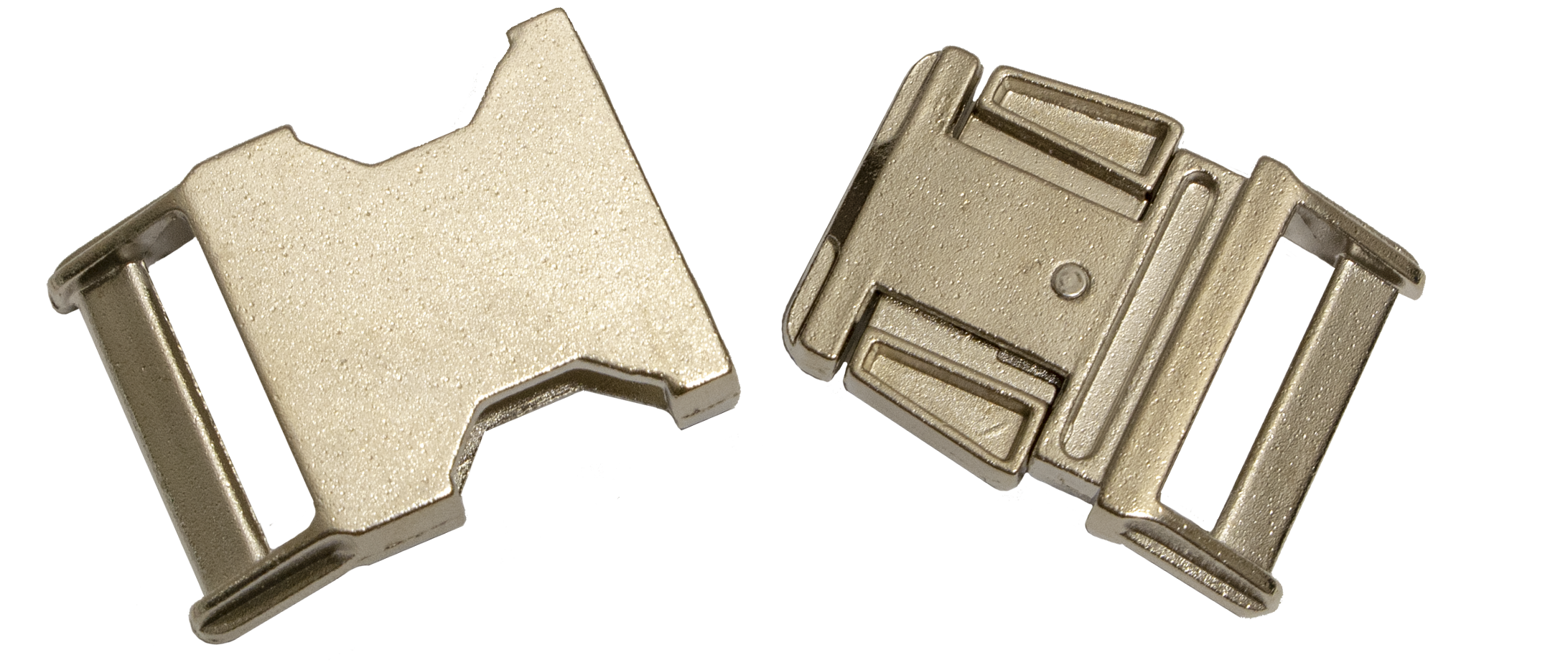 Item # 3001Z (5/8) Satin, 5/8 Inch (in) Inside Width (A) Zinc Die-Cast  Satin Nickel Finish Contoured Side-Release Buckle On Batz Corporation