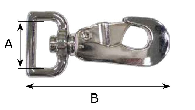 Item # 848Z (2) NP, 2 Inch (in) Inside Width (A) Nickel Plated Finish  Square Swivel Spring Snap Hook On Batz Corporation