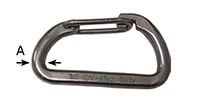 580-08 Italian Stainless Steel Carabiner Hooks with Wire Tongue - 2