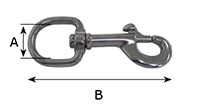 1 Inch (in) Inside Width (A) and 4 Inch (in) Overall Length (B) Round Swivel Bolt Snap Hook - 2